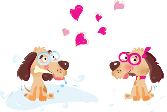Dogs in love. Vector illustration. See more pictures in my portfolio!