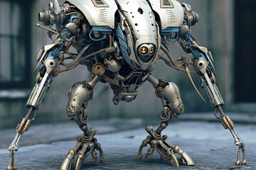 Fototapeta premium futuristic gray robot character