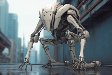 futuristic gray robot character