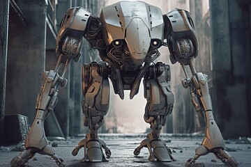futuristic gray robot character