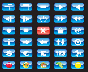 Set of High detailed Glossy effect Multimedia and various icons