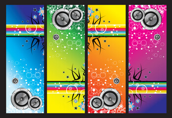 grunge music and rainbow colorful banners