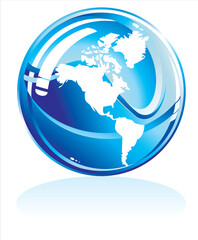 Blue world sphere USA side