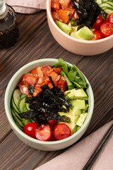Poke bowl with salmon
