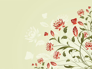 Background of flowers and butterflies