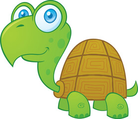Vector drawing of a happy little turtle.
