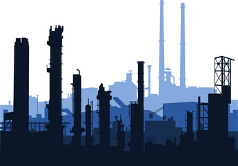 Fototapeta na wymiar vector of an industrial skylines in blue