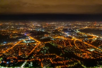 Rolgordijnen Krakau in Polen aus der Luft bei Nacht © Roman
