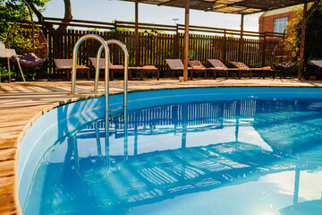 A handrail for pool stairs is an important safety feature in a swimming pool.