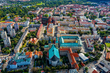 Legnica in Poland from above - obrazy, fototapety, plakaty