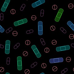 Cartoon medicine seamless pills pattern for wrapping paper and linens and fabrics and packaging and shops