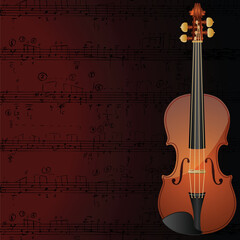 Fototapeta na wymiar Vector background with a violin and musical notes.