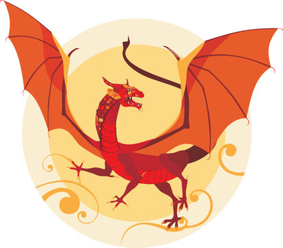 vector illustration of a aggressive dragon