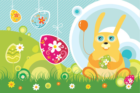 easter illustration wuth a funny rabbit