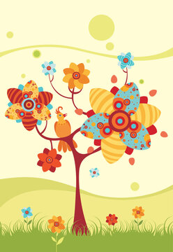 vector illustration of a easter tree