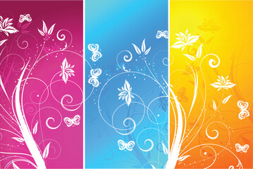 Fototapeta na wymiar Decorative floral panels in bright summer colours