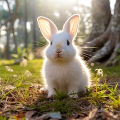 Gentle Innocence: Florida White Bunny's Photorealistic Cuteness