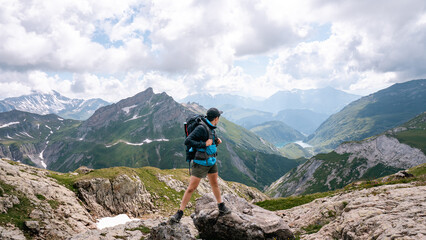 hiker on top of mountain