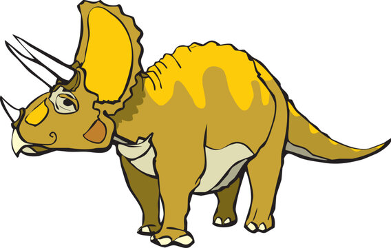 Triceratops  with a pleasant expression and orange patterning.