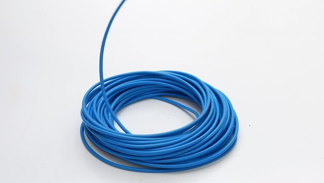 The thick blue wire is unwound from the coil