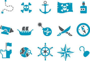 Vector icons pack - Blue Series, pirate collection © Designpics