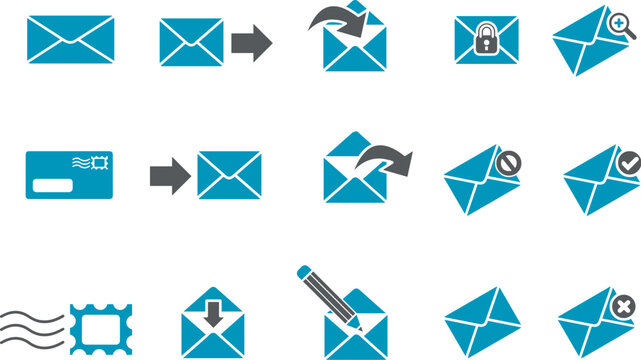 Vector icons pack - Blue Series, mail collection