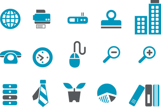 Vector icons pack - Blue Series, office collection