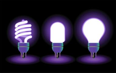 Energy saving fluorescent light bulbs - editable vector