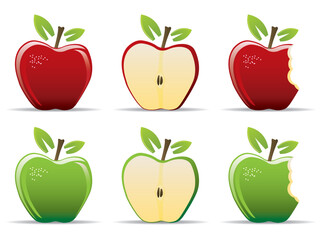Set of red and green apples