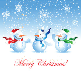 Fototapeta na wymiar Christmas card, snowman