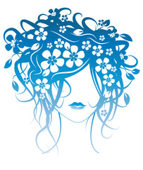 Beautiful girl with flowers in hair vector illustration