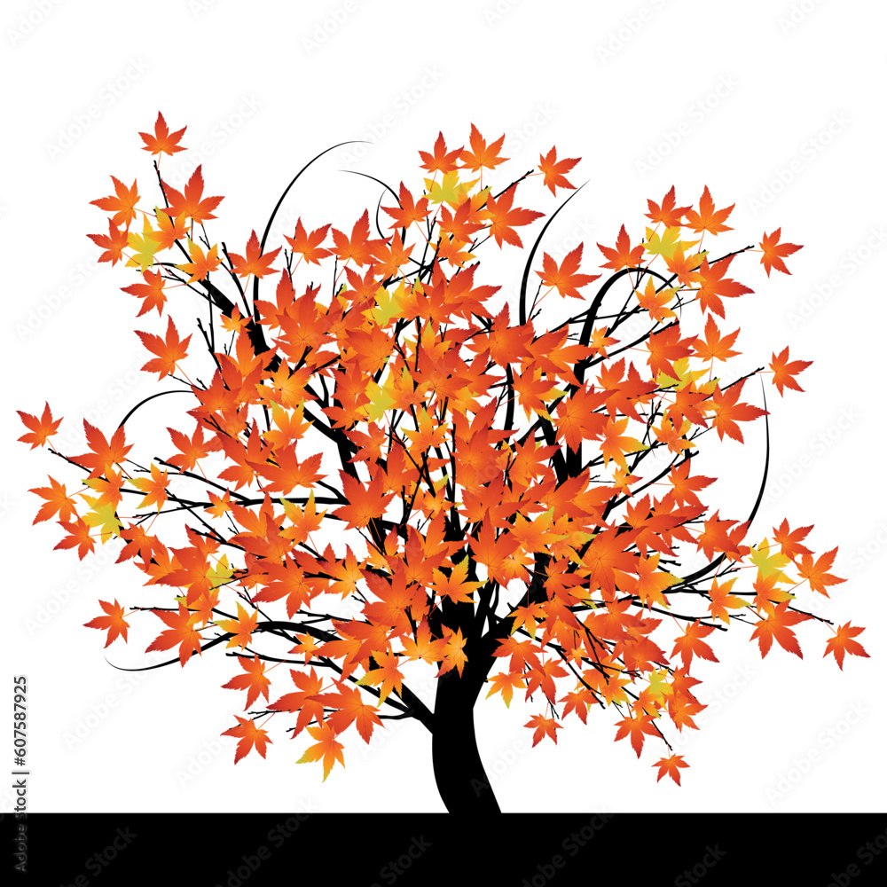 Poster abstract tree with autumn leaves vector illustration