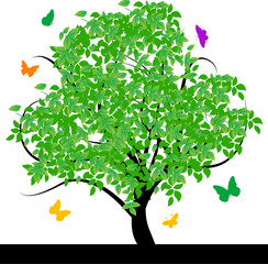 Abstract tree with green leaves vector illustration