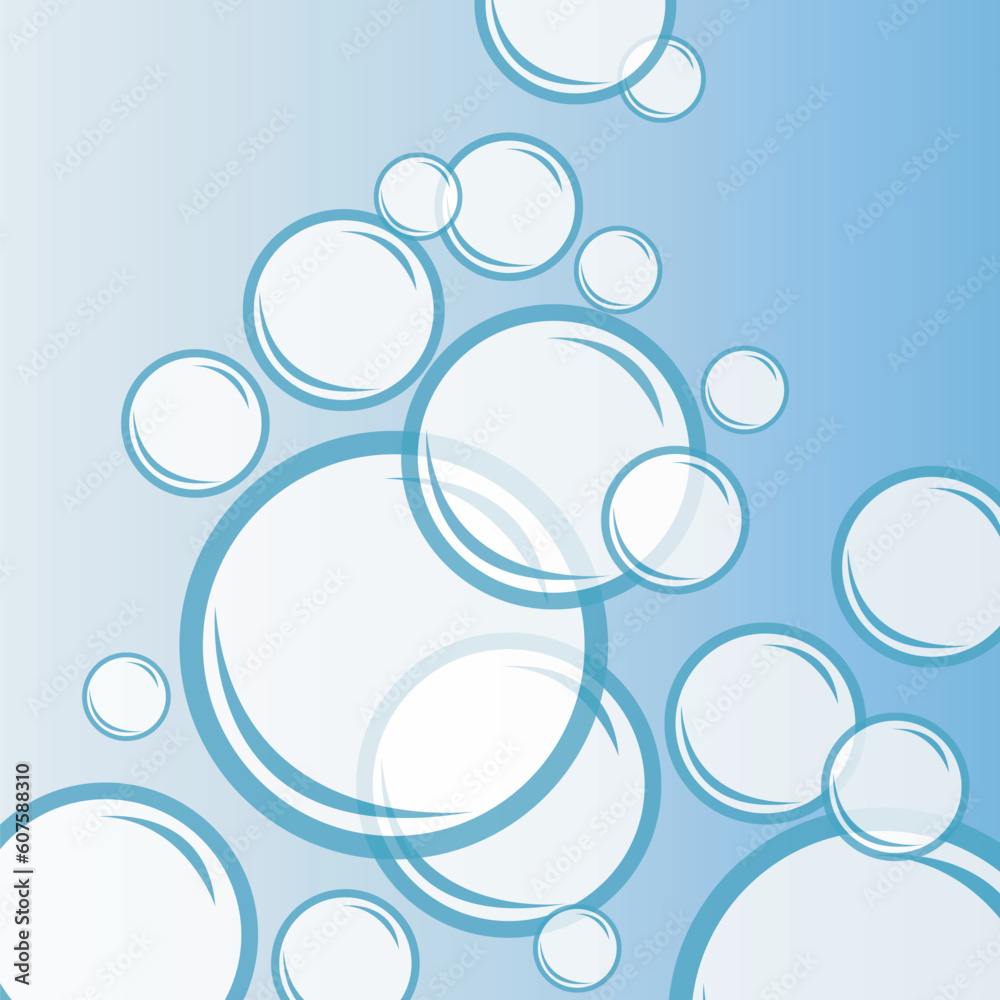 Sticker blue bubbles vector illustration