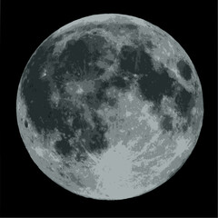 Full moon against a black sky vector illustration