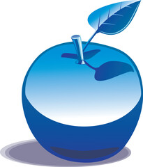 Chrome apple reflecting a blue sky.