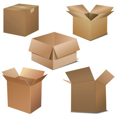 vector cardboard boxes. Opened and closed