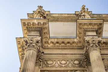 Architectural fragment of Porte Royale (Triumphal arc Porte d'Aix, 1825 -1839). Marseille, France.