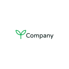 Plant Vector Green Simple Logo Design on White Background. Modern Flat Leaves Icon. Smart Farming. Illustration for Agro, Farming and Livestock Business. Vegan and Organic.