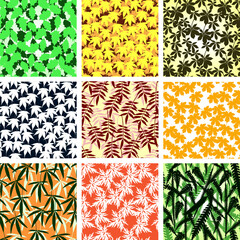 Set of editable vector seamless tiles of leaves