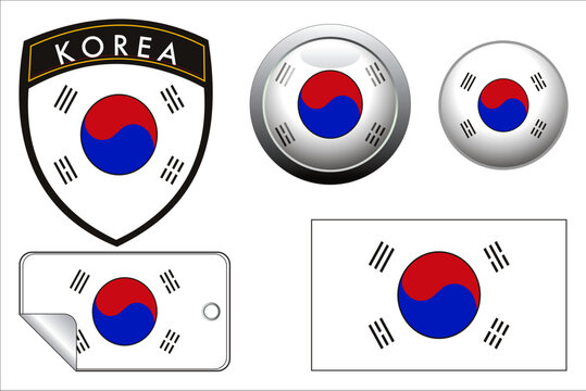 korea vector crest flag with web button and label