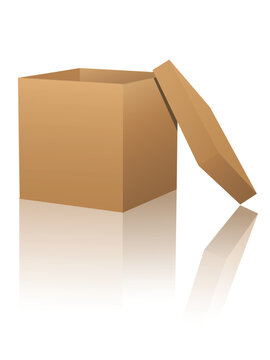 Cardboard box with reflections.  Please check my portfolio for more packaging illustrations.