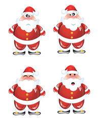 Funny Santa Humor Glossy icon set with various face expression