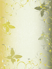 Vector abstract  background with floral ornament and butterfiles
