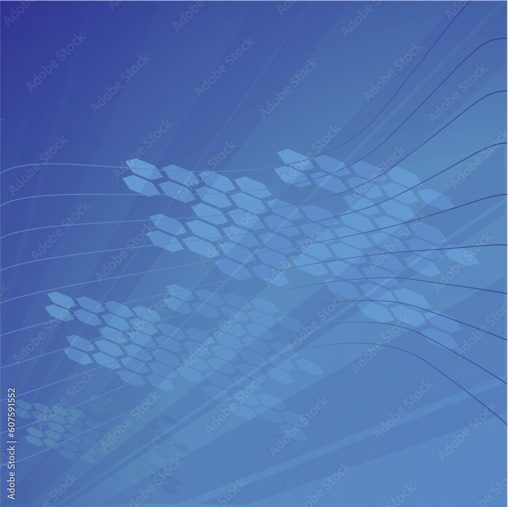 Fototapete blue abstract background with lines and square