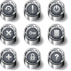 Computer desktop application icons on modern rubber vector button set