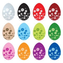 Collection of decorated flowers easter eggs