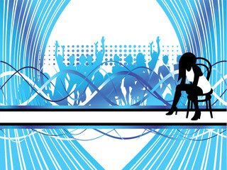 Fashion girls silhouettes, flowing background