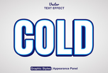 cold text effect with blue graphic style and editable.