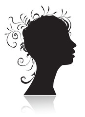 Beautiful woman, head silhouette for your design